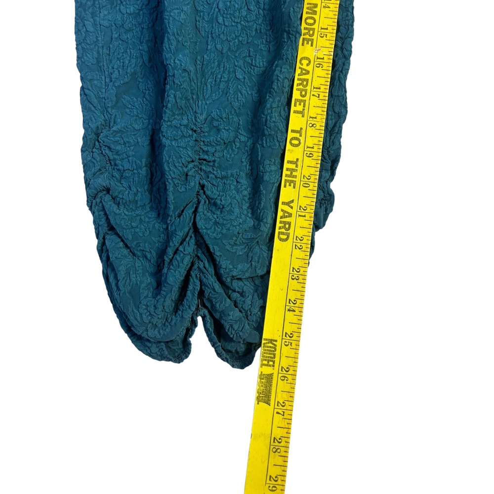 URU Pablo Pant Deep Blue Silk Crinkle Floral Jacquard Harem Pants One Size C483 - Picture 13 of 14